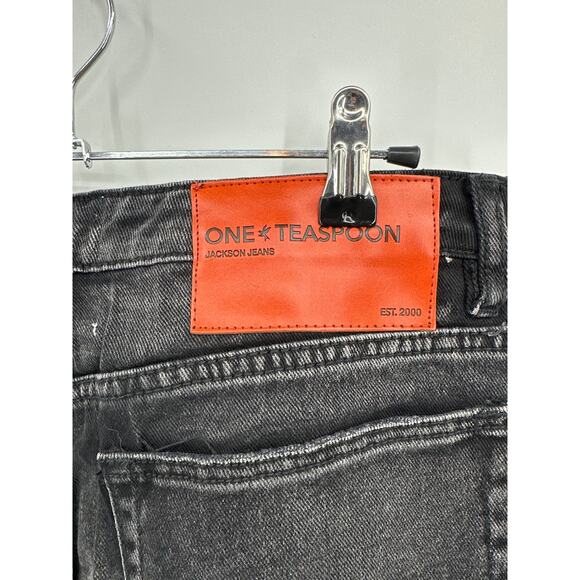 One Teaspoon Cut Out Jackson Wide Leg Denim Jeans - Faded Black Size 30 NWT - Picture 9 of 12